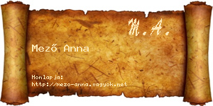 Mező Anna névjegykártya